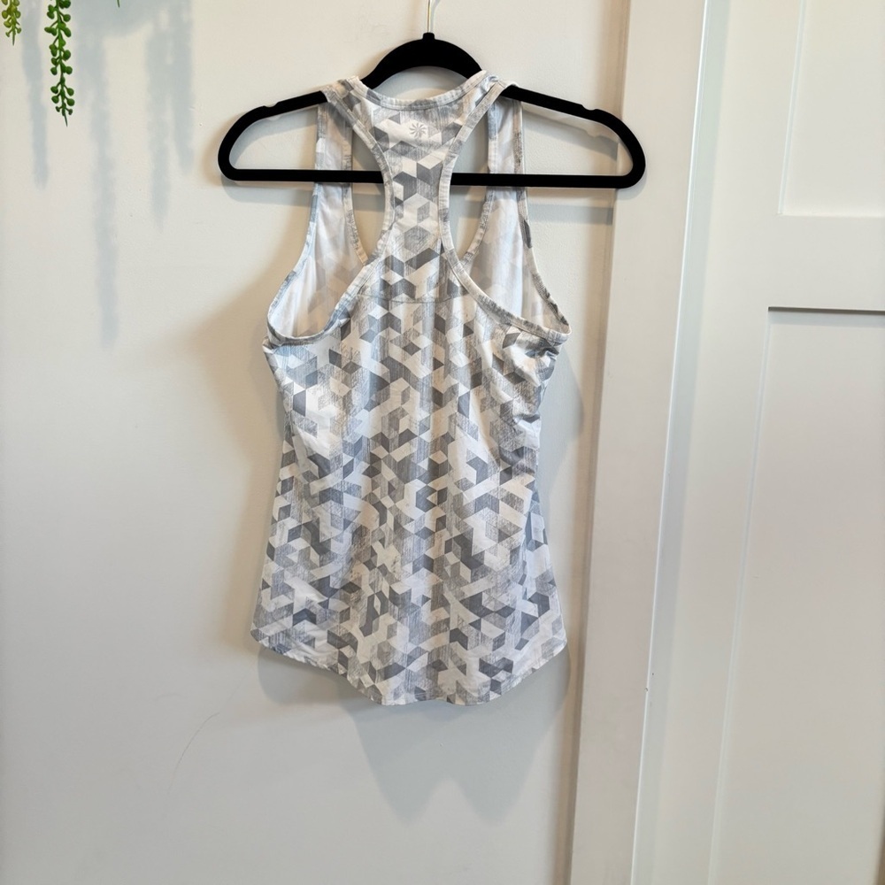 Athleta Womens Racerback Athletic Tank Top Grey White Geometric Print Size XS - Picture 6 of 8